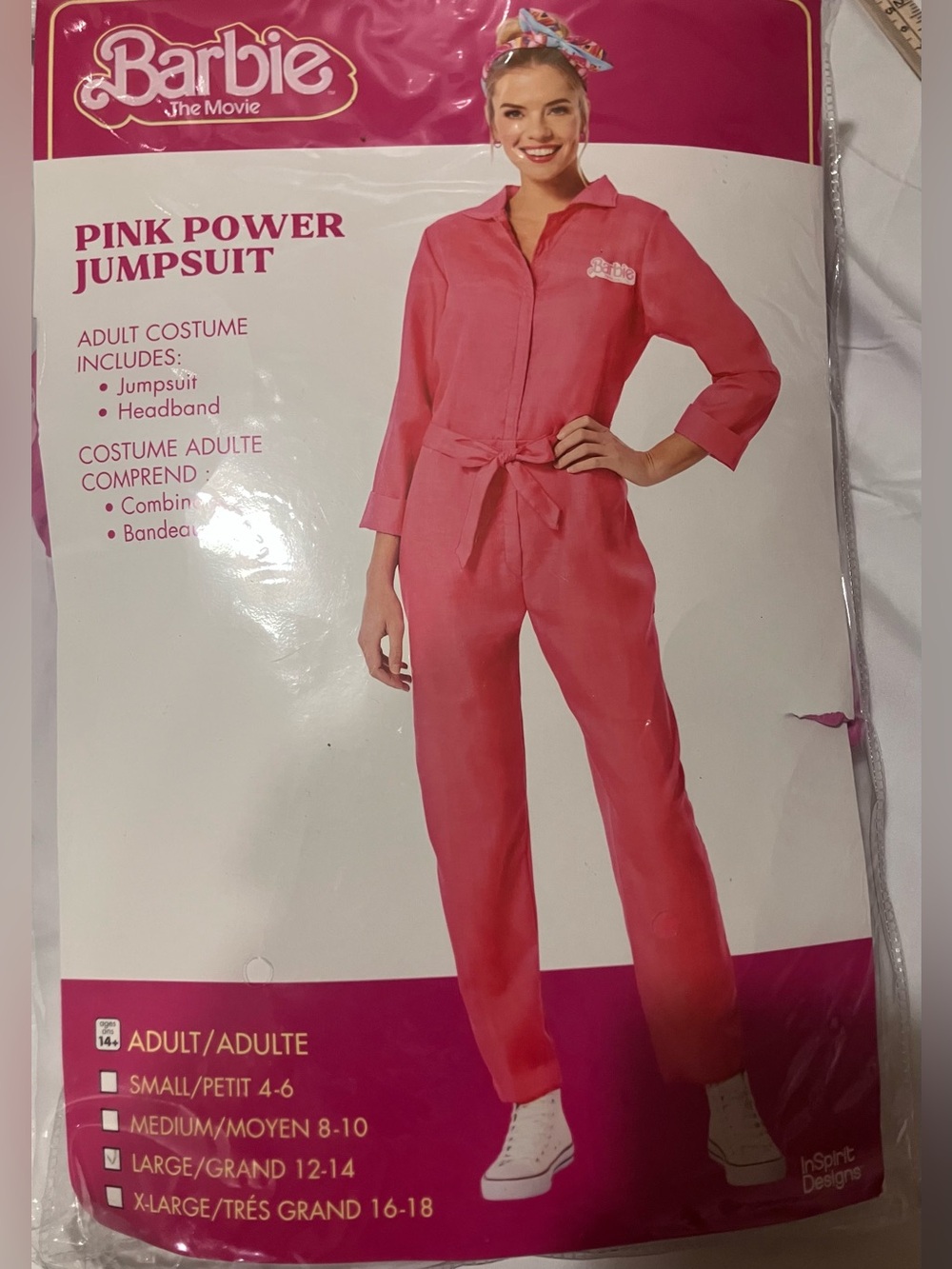 Official Barbie The Movie Pink Power Jumpsuit Costume Adult Large 12-14